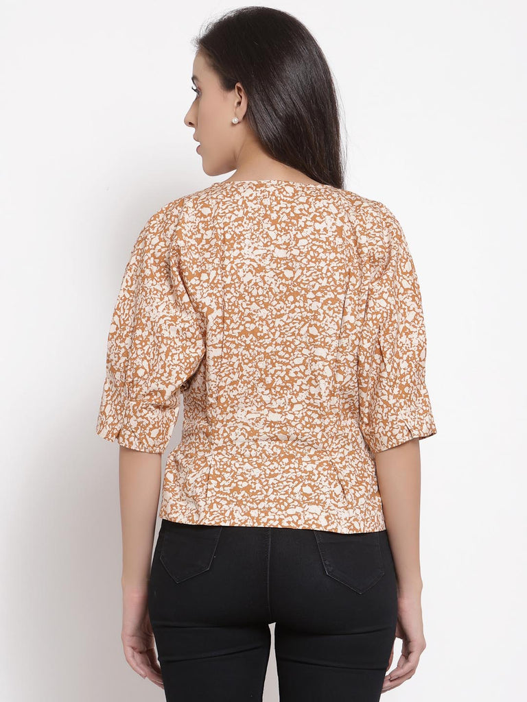 Brown V Neck Button Down Blouse | Tops & Shirts |Ayro Lane