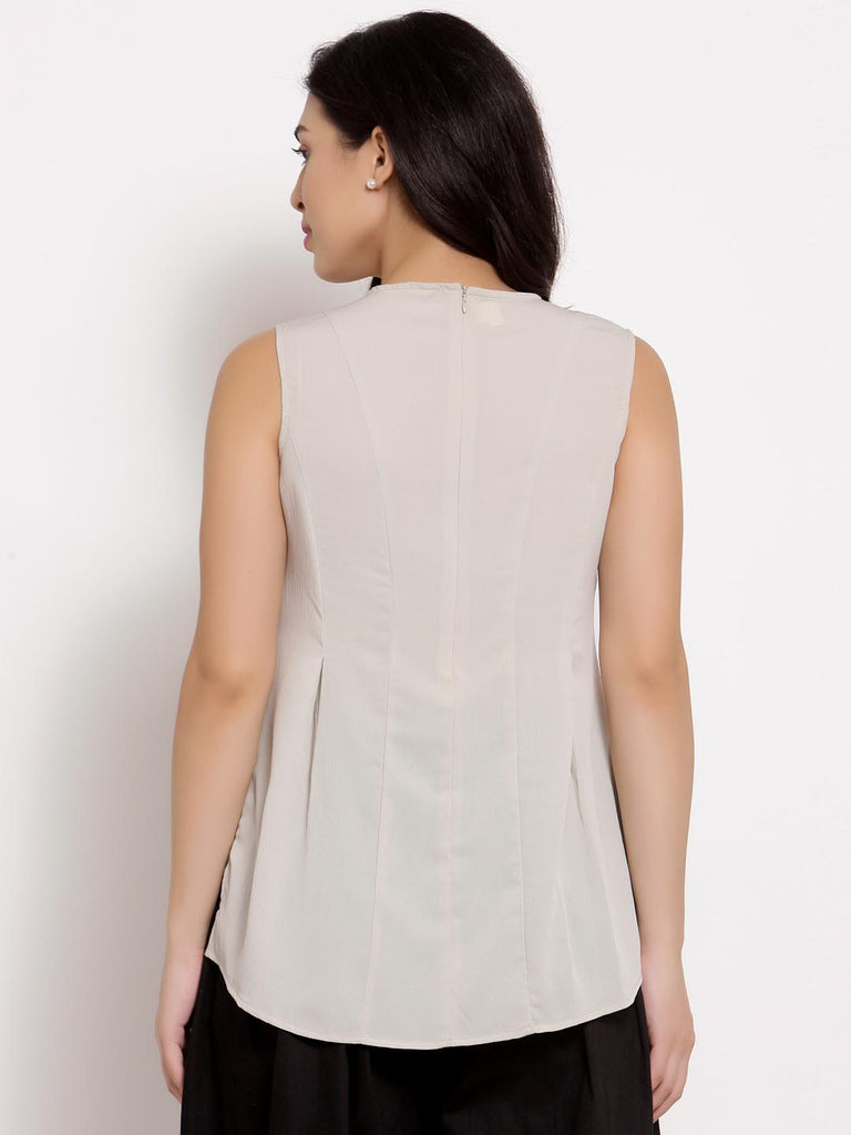 Stone Grey Pleated High Low Top | Tops & Shirts |Ayro Lane