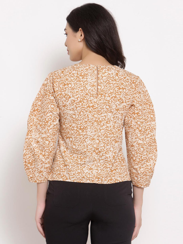 Brown Curve Variation Sleeve Top | Tops & Shirts |Ayro Lane