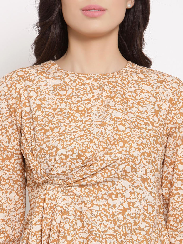 Brown Curve Variation Sleeve Top | Tops & Shirts |Ayro Lane