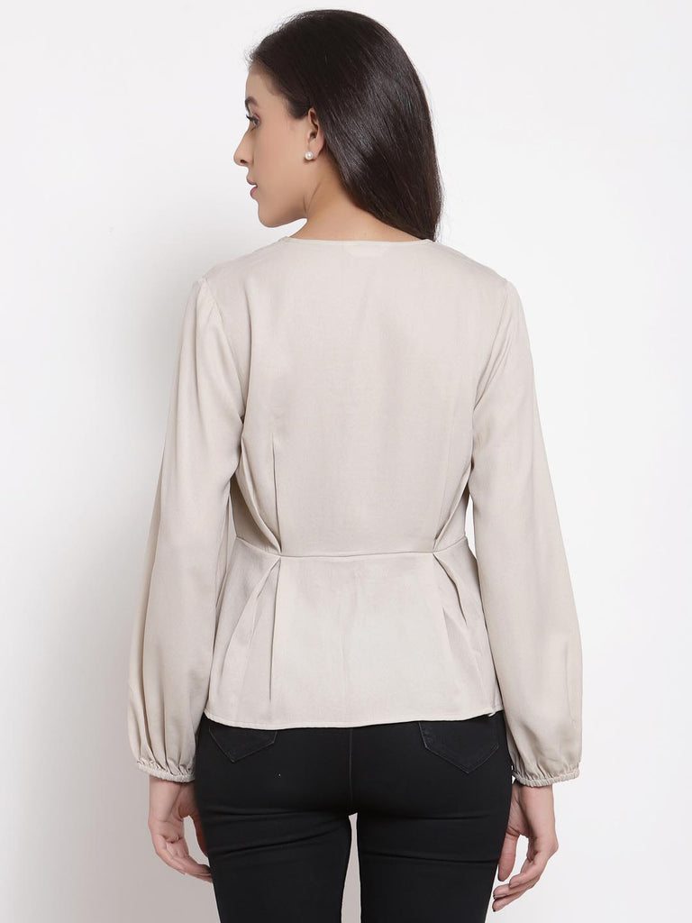 Stone Grey Inverted Box Pleat Top | Tops & Shirts |Ayro Lane