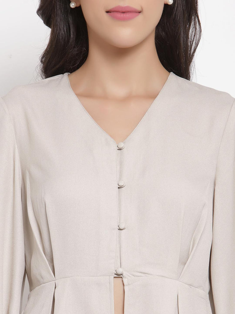 Stone Grey Inverted Box Pleat Top | Tops & Shirts |Ayro Lane