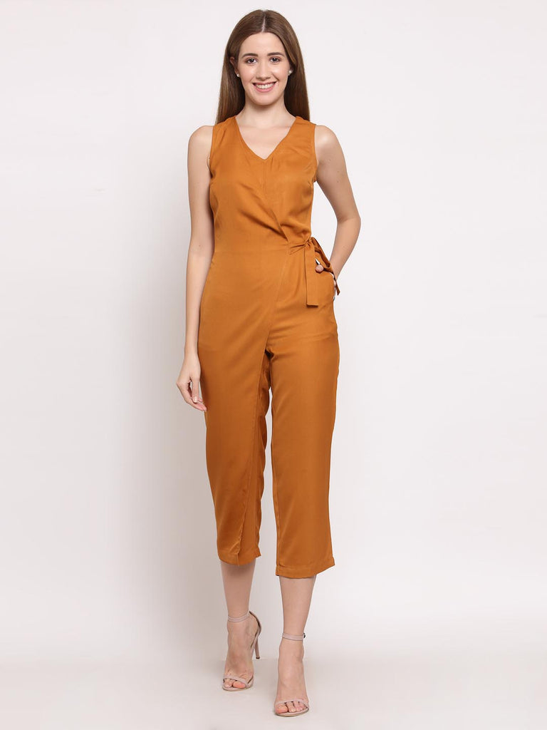 Tan Brown Wrap Jumpsuit | Clothing |Ayro Lane
