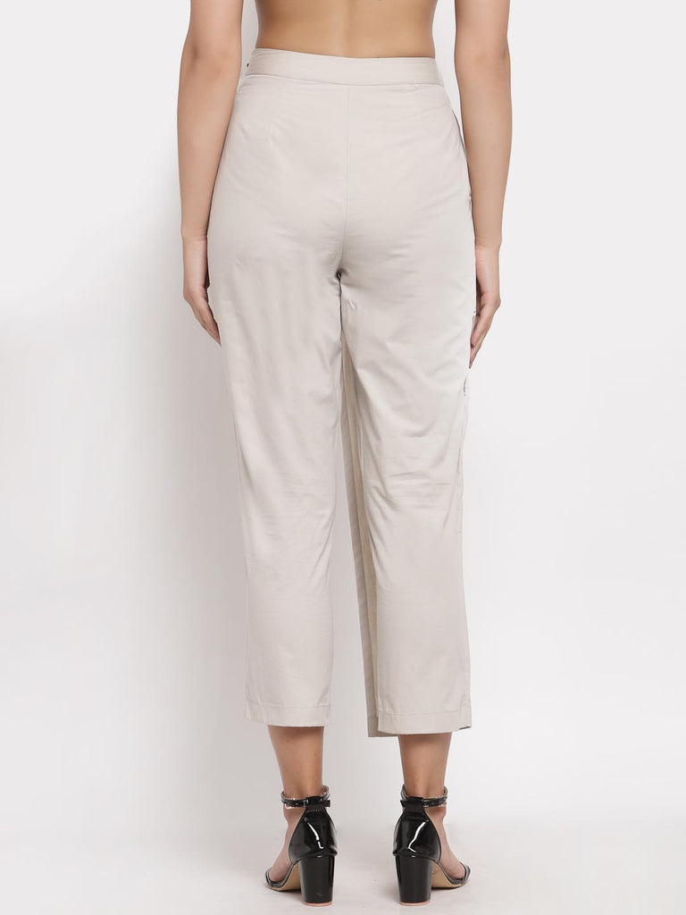 High Waist Wrap Trouser Foldover Pants in Light Beige | Clothing |Ayro Lane