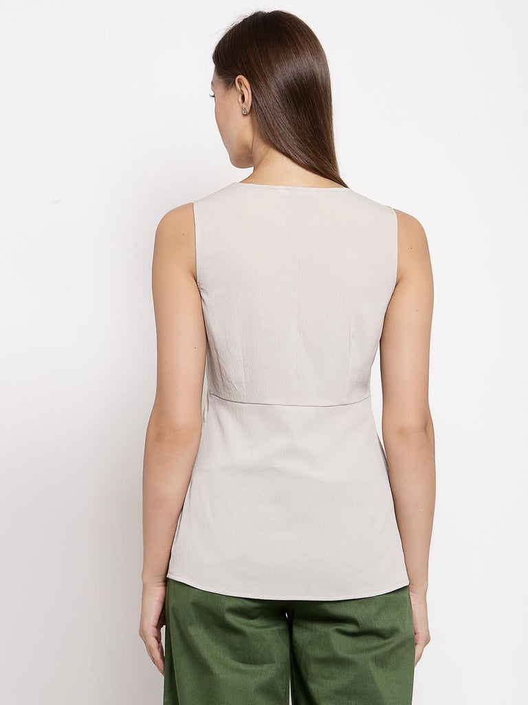 Stone Grey V Neck Wrap Top | Tops & Shirts |Ayro Lane