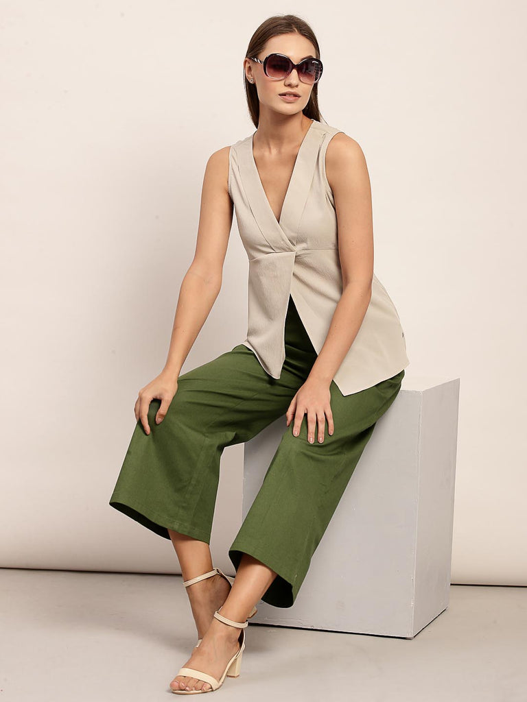 Stone Grey V Neck Wrap Top | Tops & Shirts |Ayro Lane