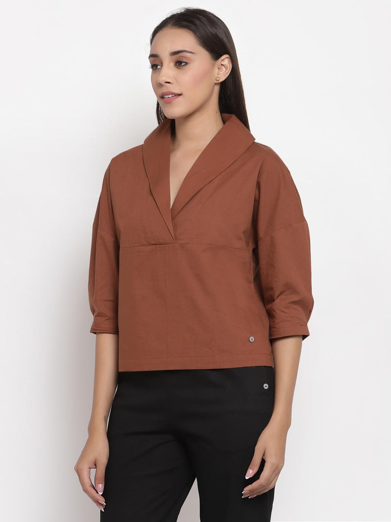 Dark Brown Drop Sleeve Top | Tops & Shirts |Ayro Lane