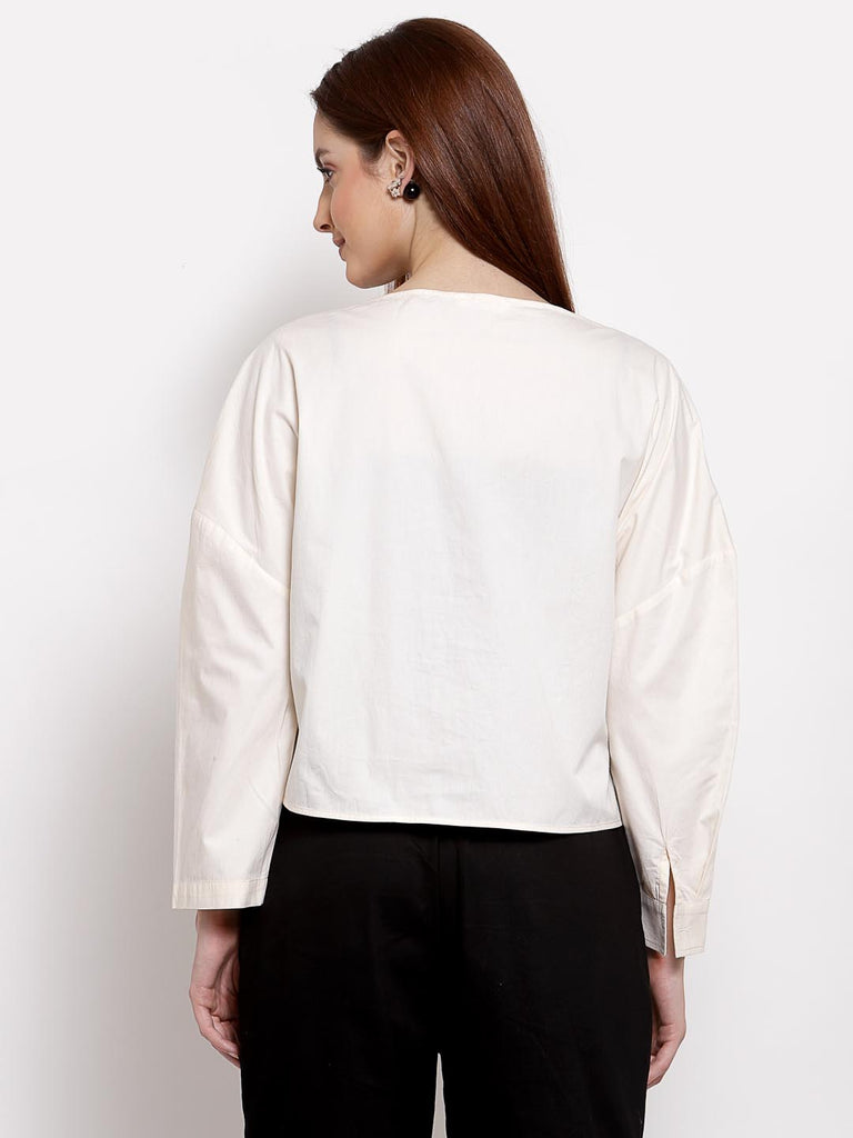 Butter Cream Kilter Hem Full Sleeves Top | Tops & Shirts |Ayro Lane