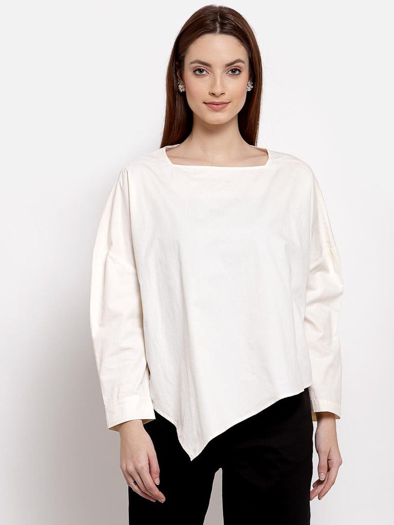 Butter Cream Kilter Hem Full Sleeves Top | Tops & Shirts |Ayro Lane