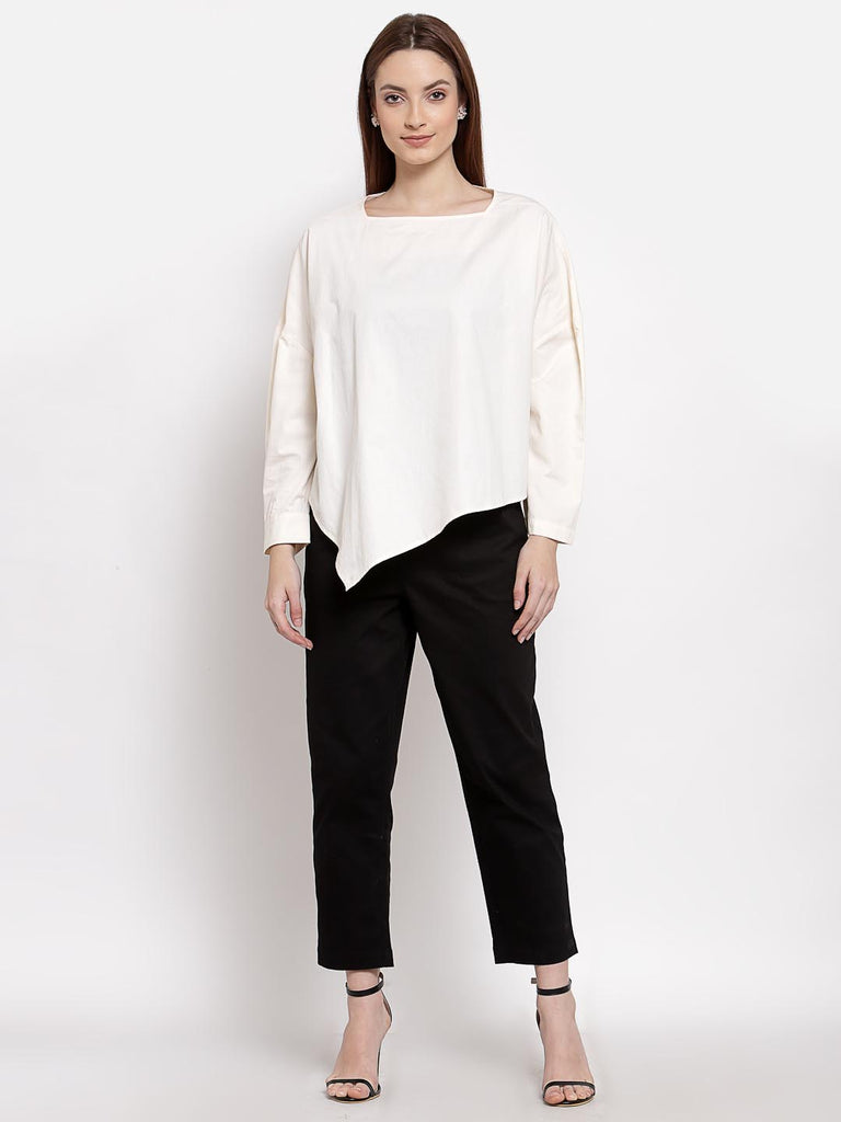 Butter Cream Kilter Hem Full Sleeves Top | Tops & Shirts |Ayro Lane