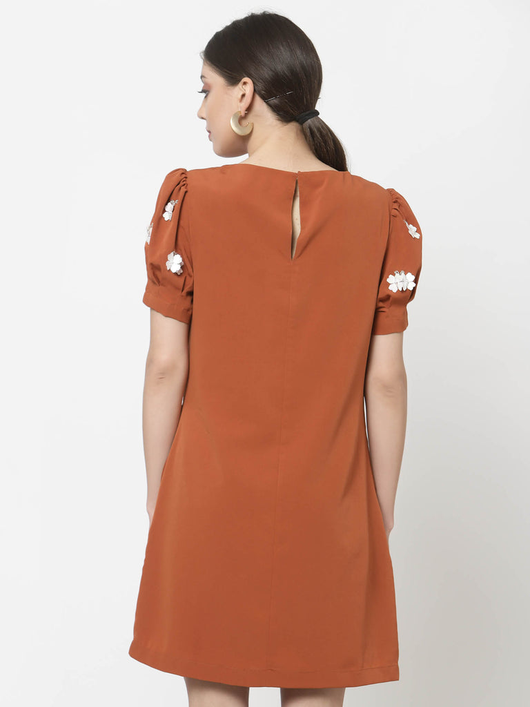 Butterfly Embellished Sleeve Dress (Rust) | Hem Dress |Ayro Lane