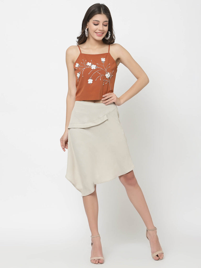 Butterfly Embellished Crop Top (Rust) | Tops & Shirts |Ayro Lane