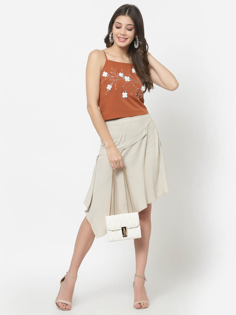 Butterfly Embellished Crop Top (Rust) | Tops & Shirts |Ayro Lane