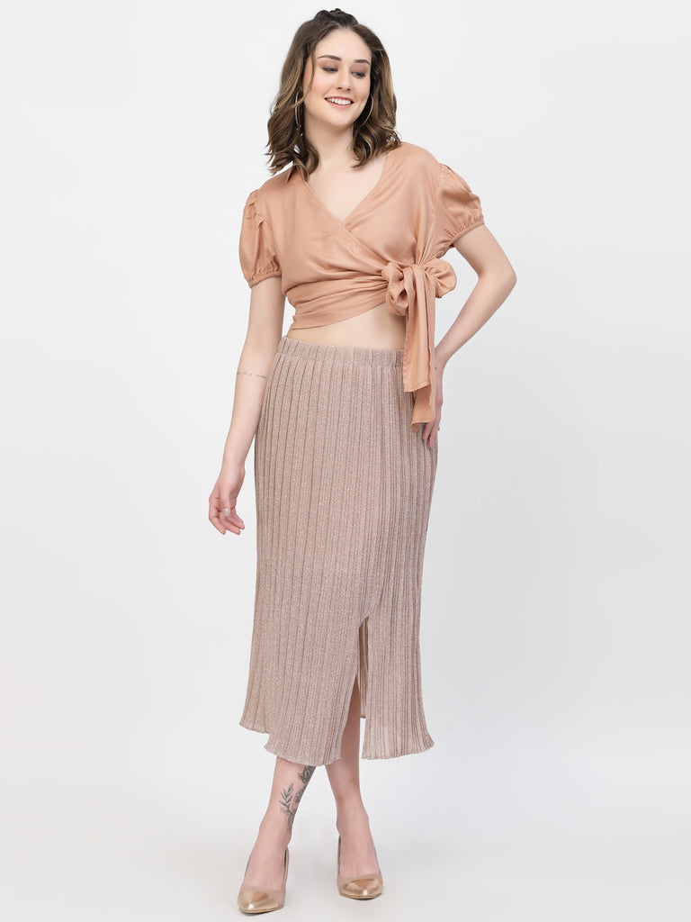 Lurex Pleated Skirt (Nude Pink) | Summer Collection 2023 |Ayro Lane