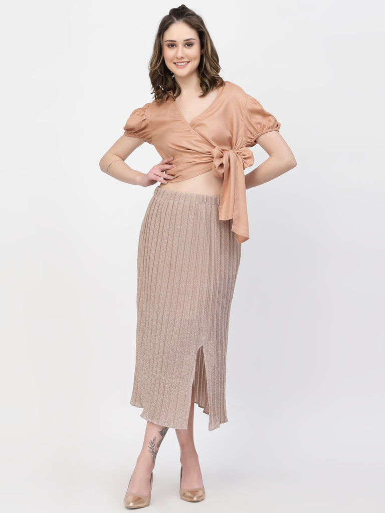 Lurex Pleated Skirt (Nude Pink) | Summer Collection 2023 |Ayro Lane