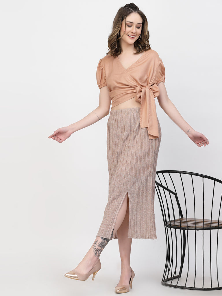 Lurex Pleated Skirt (Nude Pink) | Summer Collection 2023 |Ayro Lane